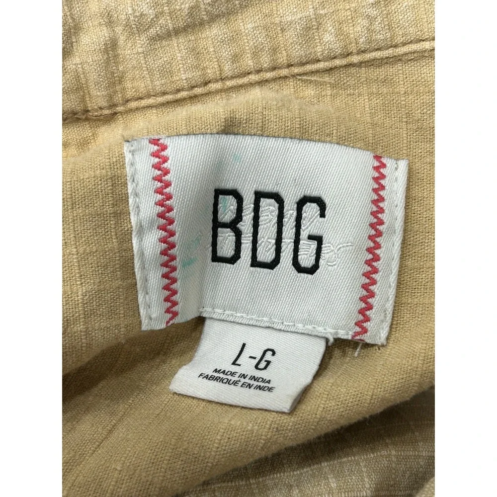 BDG Jumpsuit Womens Large Tan Cotton Utility Zip Front Short Sleeve Gorpcore - Picture 7 of 9